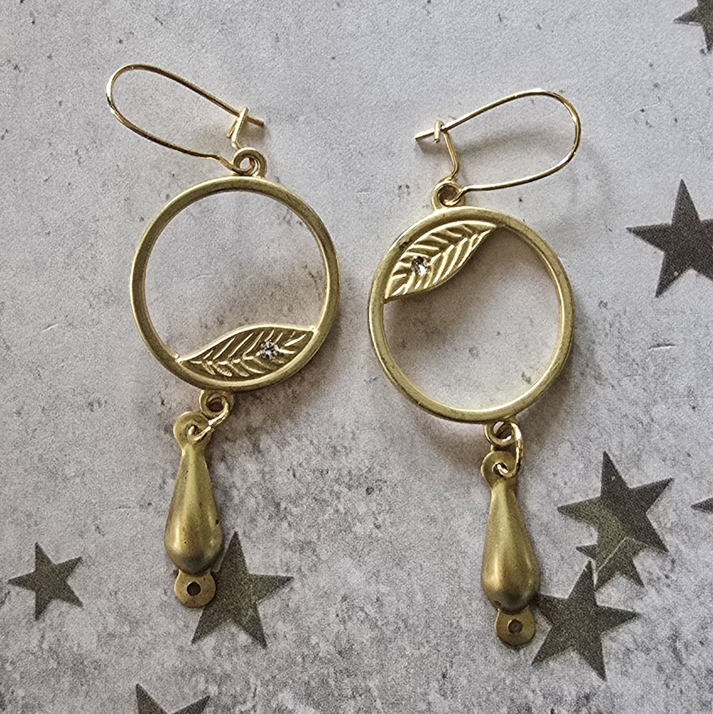 Gold METAL LEAF NATURE Earrings New Hand Made In OHIO